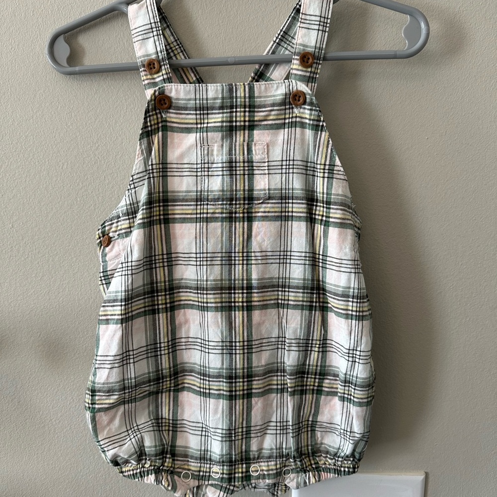 Plaid Gender Neutral Baby Overalls